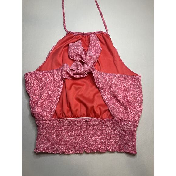Sienna Sky Women's Hot Pink Halter Crop Top Size Small Tie Neck Sleeveless - Picture 5 of 5